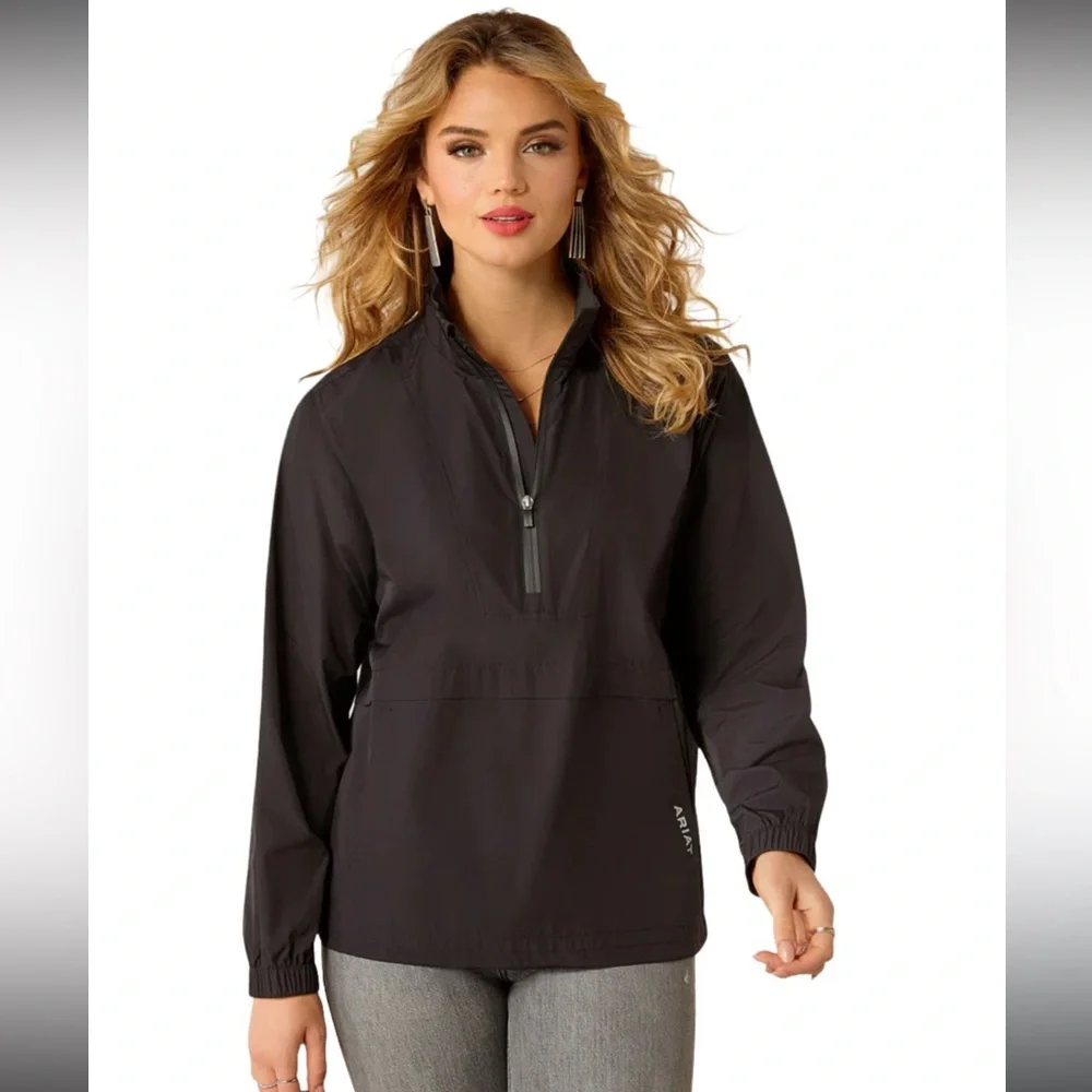 NWOT Ariat Whisper Pullover 1/4 Zip Jacket in: Black, Size S Western Nuetral - Picture 1 of 7